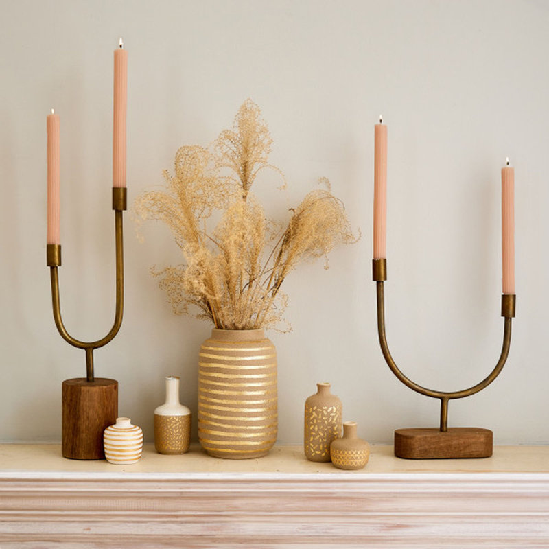 Hestia Tabletop Candlestick, 13.75" H x 10.25" W x 3" D