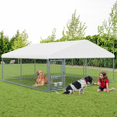 120" X 120" Large Outdoor Dog Kennel With Galvanized Frame & Waterproof Cover