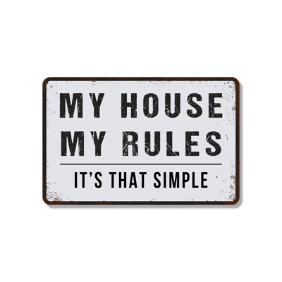 Vintage Style My House My Rules (2 Pack) 7 Inch x 10 Inch Novelty Aluminum Sign