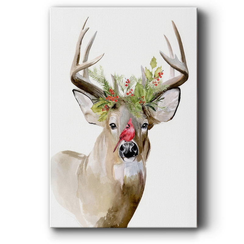 «Holiday Deer II» sur toile, H 36 po x l 24 po x P 1,5 po