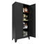 Armoire de rangement en métal de 155 cm (61 po) avec 2 portes élégantes, étagères réglables, noire, pour chambre, cuisine, bureau - Polyvalente, portes en acier noir faciles à nettoyer et idéale pour le salon, le corridor, grand espace de rangement.