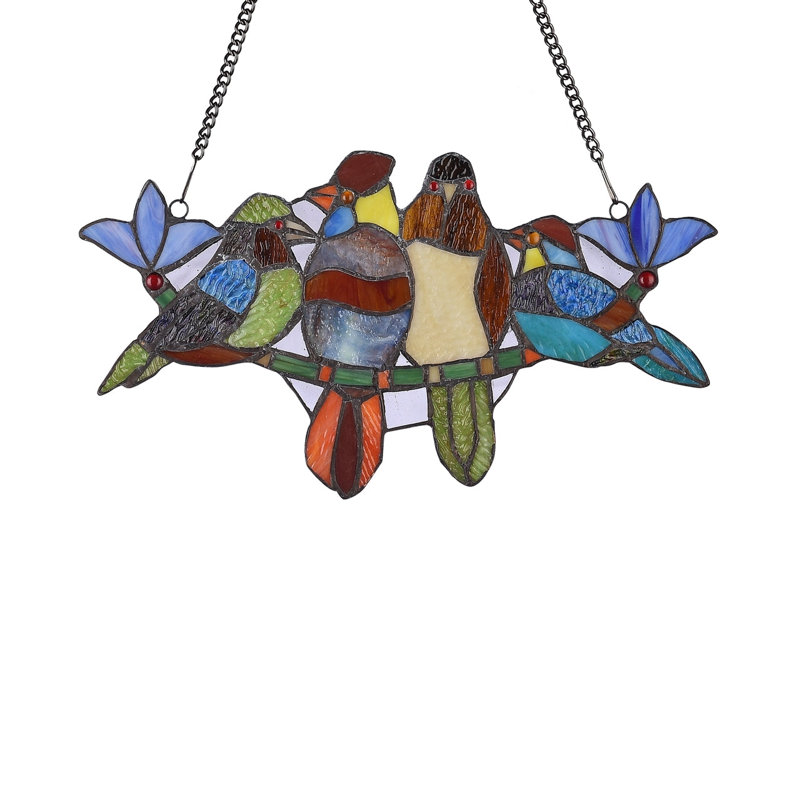 Panneau de vitrail pour oiseaux tropical