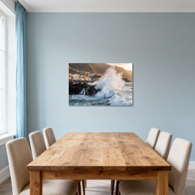 Landscape & Nature Ocean Waves Crashing Against Rocky Shoreline