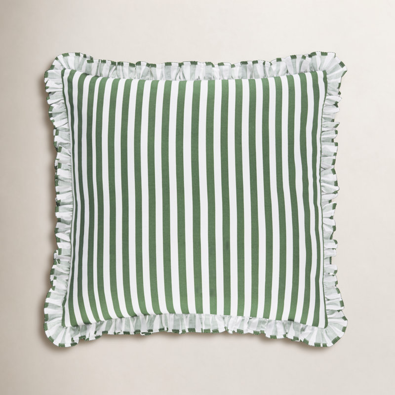 Coussin Aneatra, Duvet, 20 po x 20 po, Rayures vertes