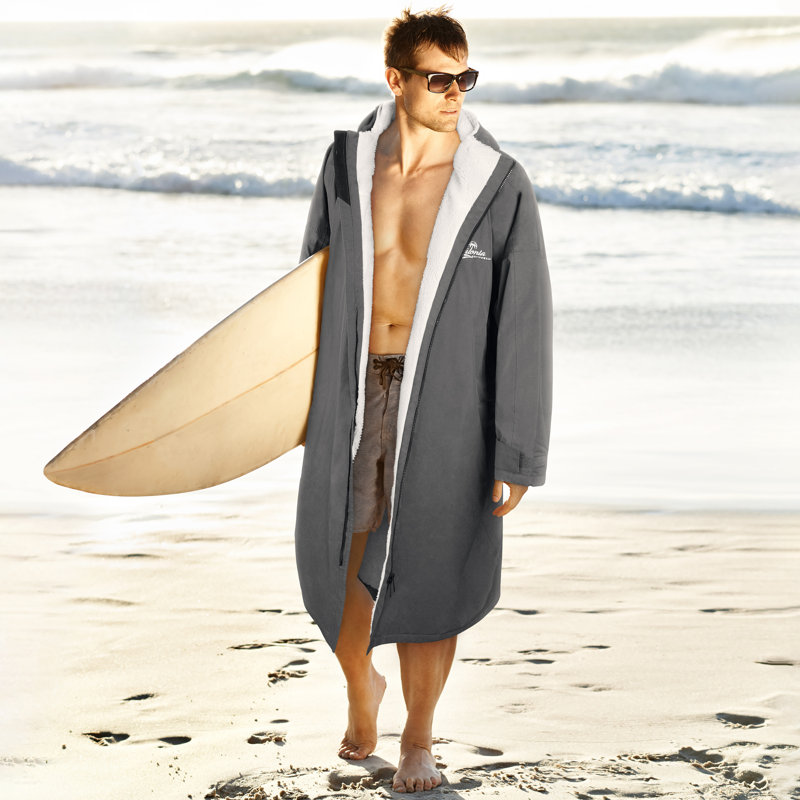 Parka de bain Catalonia, blouson imperméable, robe poncho chaude, manteau d'hiver, Gris, L