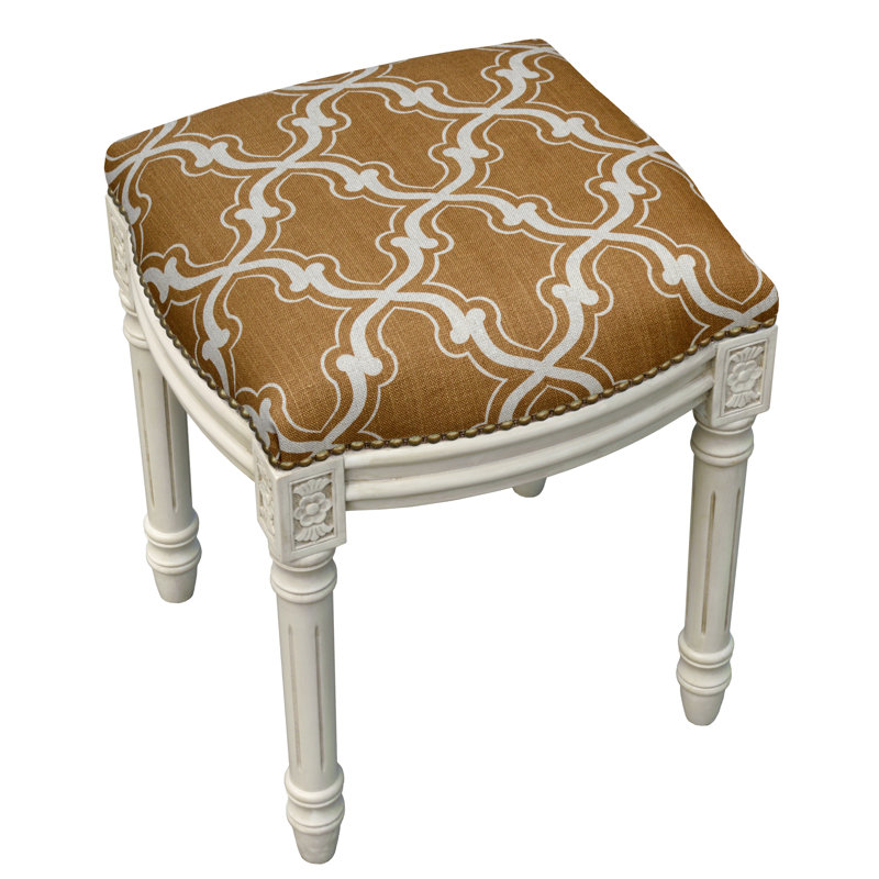 Tabouret de coiffeuse en bois massif Polizzi, Caramel