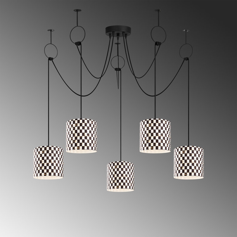 Luminaire suspendu tambour 5 lumières Shayaan