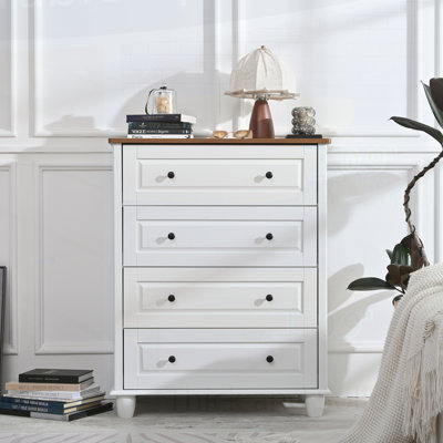 Modern Chest of Drawers, 4 Drawer Dresser, Tall Wood Storage Cabinet for Living Room, Entryway, Hallway