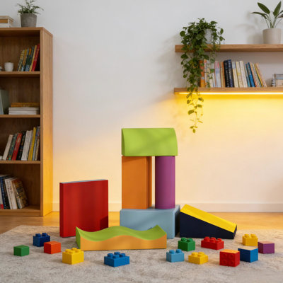7 pièces de mousse souple pour les enfants de 1 à 3 ans afin de développer leur équilibre et leur coordination avec différents articles de garderie à domicile ou d'interaction