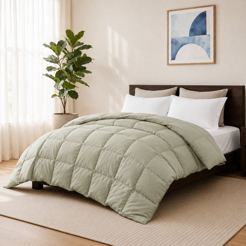 Insertion de couette en duvet synthétique toutes saisons Luxury, Édredon en duvet de taille simple, Vert sauge