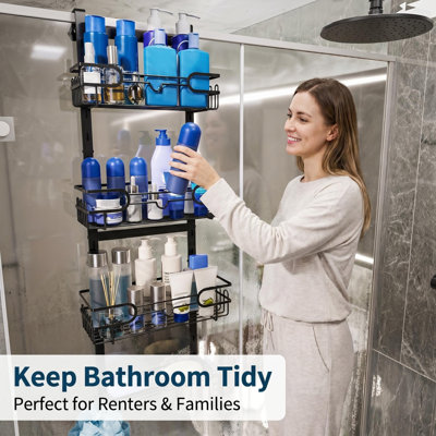 Over The Door Shower Caddy - 4 Tier Rustproof Hanging Shower Organizer