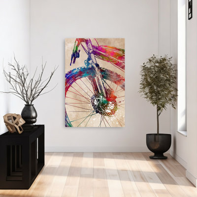 Aquarelle, vélo de montagne, art mural contemporain
