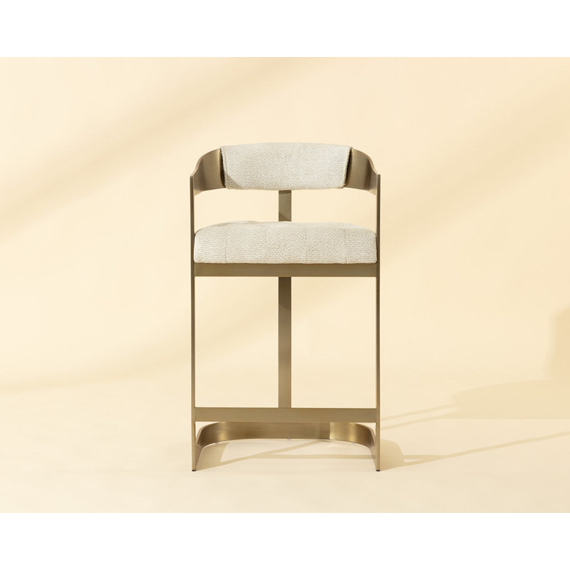 Beaumont Counter Stool - Antique Brass - Rhea Light Barley