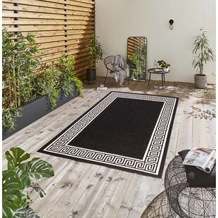 Buy Black With White Greek Carpet Bordered Carpet Modern Online in India 