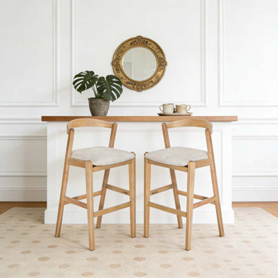 Ensemble de tabouret de bar à finition naturelle et beige