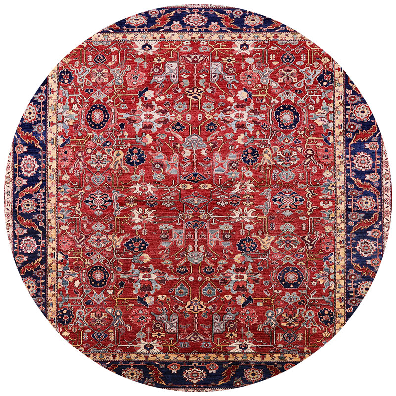 Tapis de style oriental rouge, Rond 4 pi