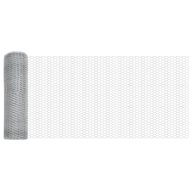 Vidaxl Hexagon Fence Galvanised Steel, 40cm H x 1000cm W, Silver