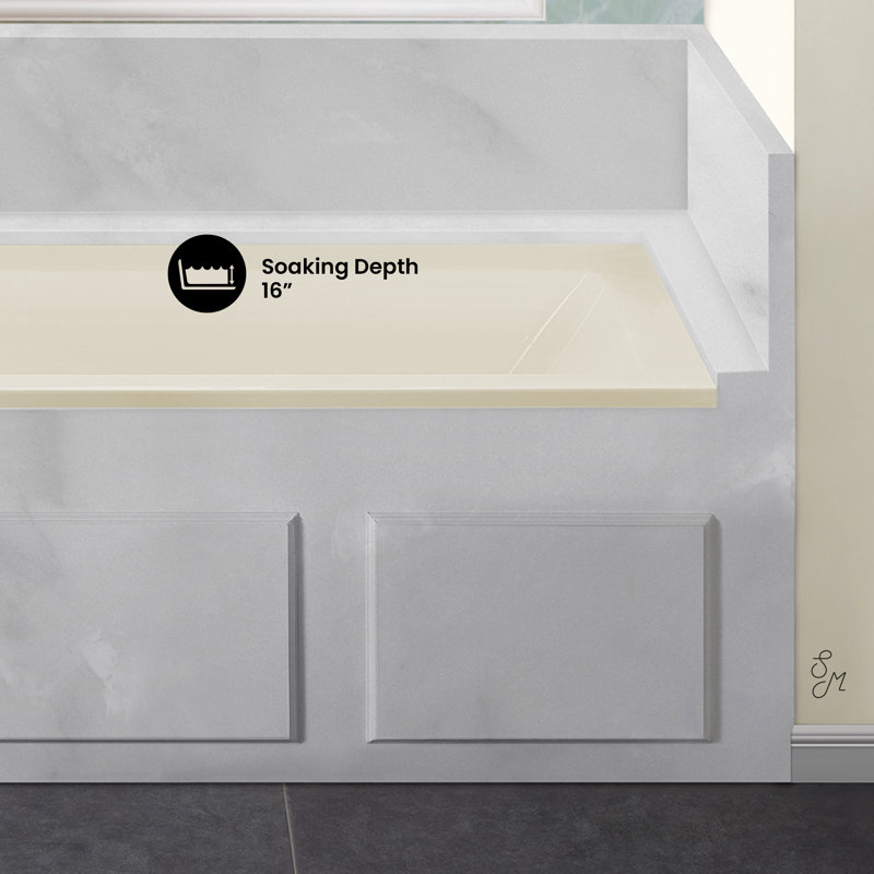 Baignoire en alcôve 60 "x 30" Voltaire, Gauche, Beige / Blanc