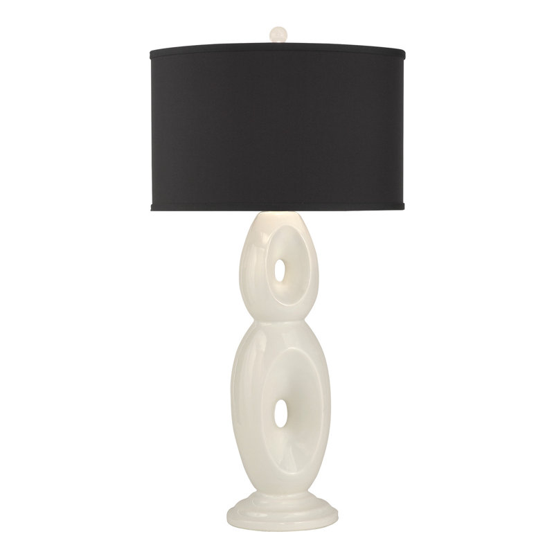Ceramic Table Lamp, Black, White