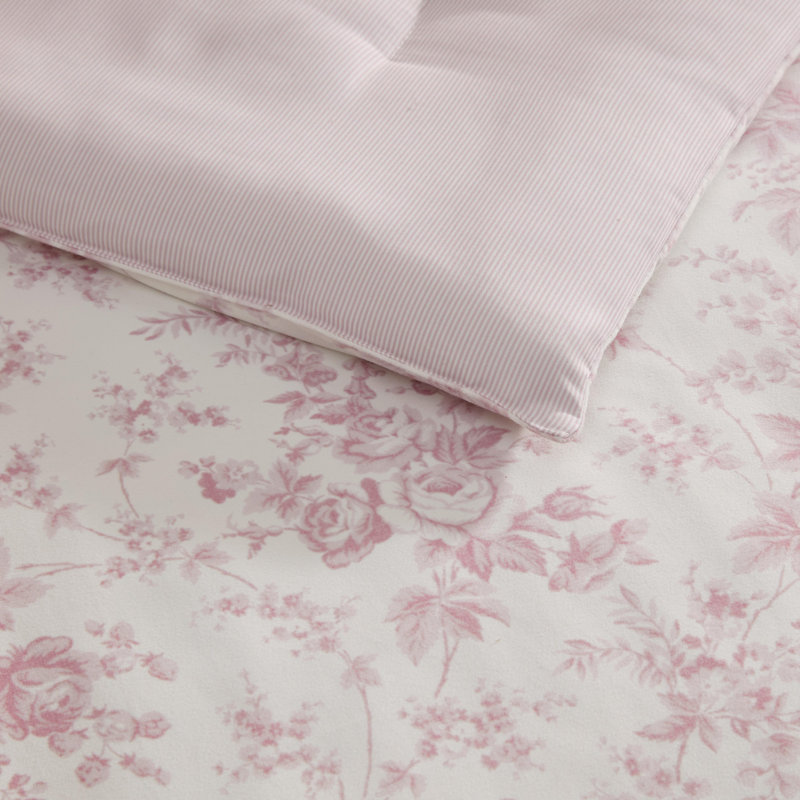 Ensemble d'édredon réversible rayé rose Laura Ashley, Lit simple