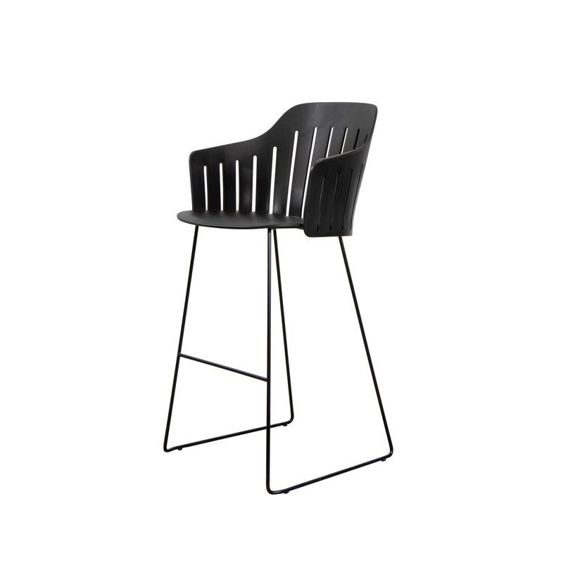 Choice Chair Outdoor and Bar Sledge Steel Base with Sand Upholstery Cane-line Free Seat Cover, Black