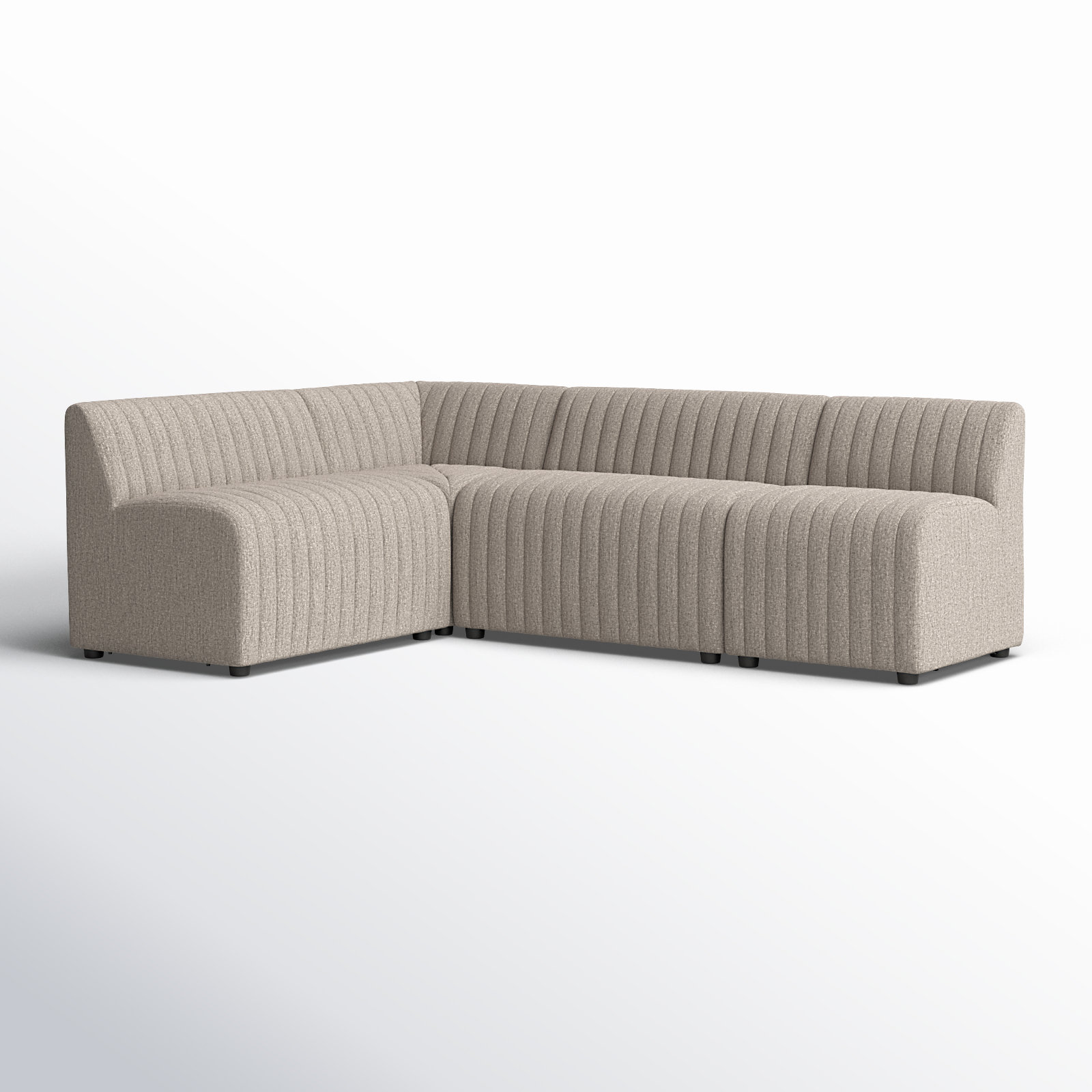 Brandt Modular Upholstered L-Sectional, Beige Polyester,  31.5" H x 91.5" W x 66.5" D