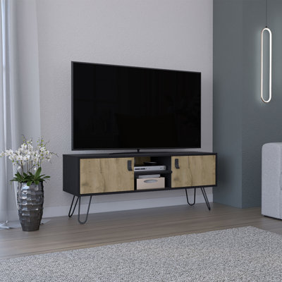 Meuble télé avec pieds en épingle à cheveux avec meuble télé et 2 portes