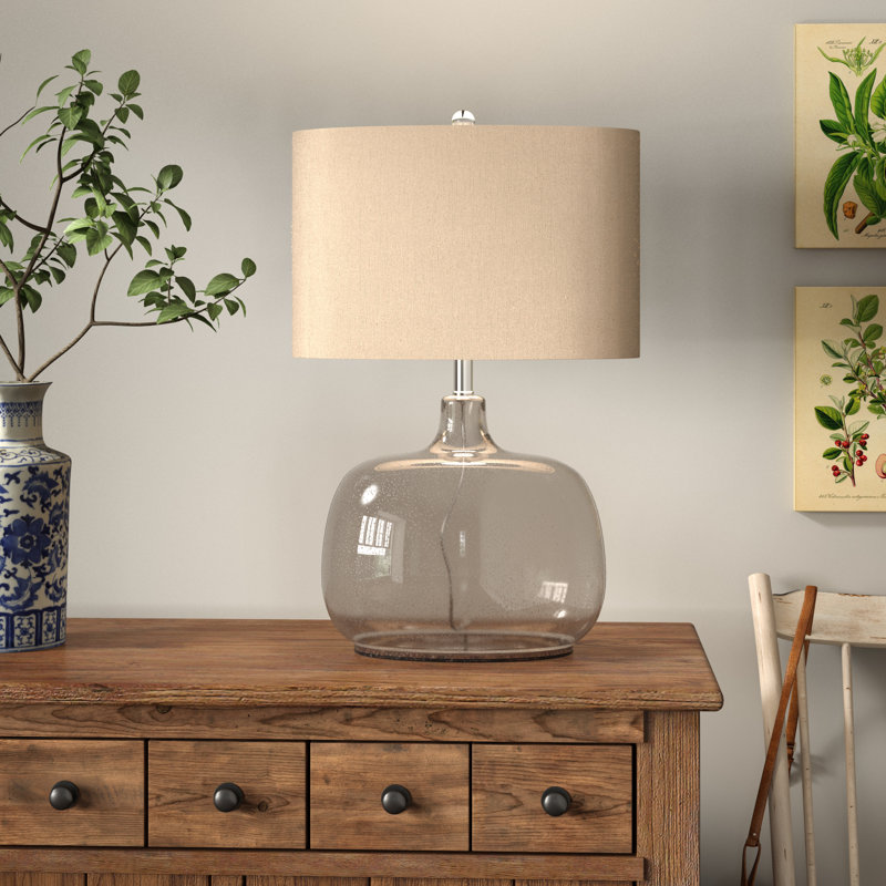 Lampe de table transitionnelle 24 po Breely, Gris translucide, Ivoire