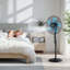 Ventilateur sur pied 18 pouces, ventilateur sur pied 2700 CFM avec télécommande, 9 vitesses et 3 modes, hauteur réglable oscillante, moteur à courant continu silencieux à 5 pales pour la maison, la chambre à coucher, le garage, l'atelier, noir