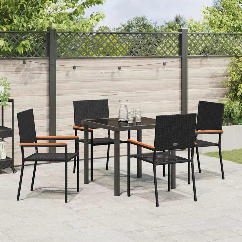 4 - Person Patio Dining Set with Square Table, Black