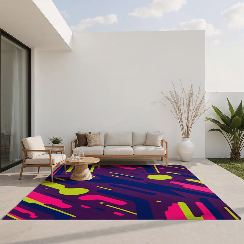 Tapis d'intérieur et d'extérieur Neon Fractals, Rectangle 1 pi 6 po x 2 pi 6 po