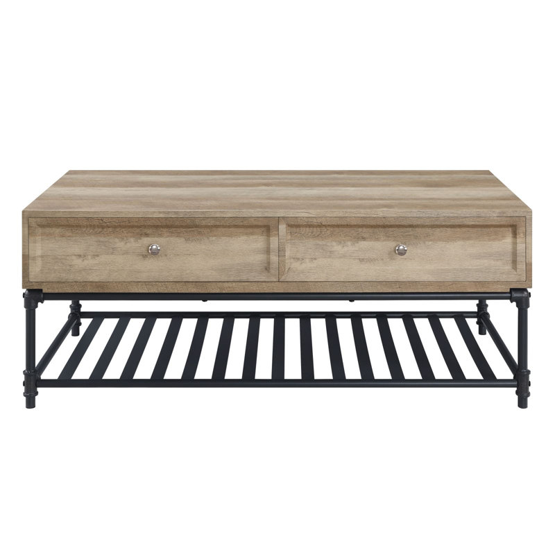 Sandy Coffee Table With Bottom Shelf