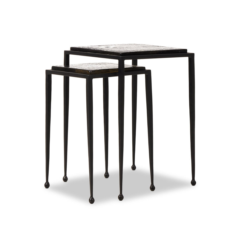 Tables gigognes en verre Damiana, Noir