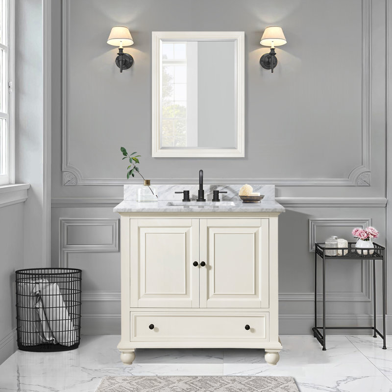 Thompson 36'' W Single Bathroom Vanity Base, French White