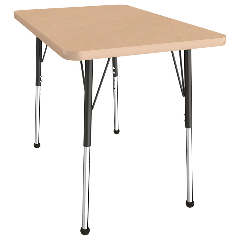 Rectangle T-Mould Adjustable Height Activity Table, 24" x 36", Maple/Maple/Black, Standard Ball Glide