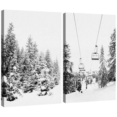 Hiver, forêt, neige, paysage naturel, photographie en noir et blanc, images de pin rustique et moderne, impression numérique sur toile, art mural encadré