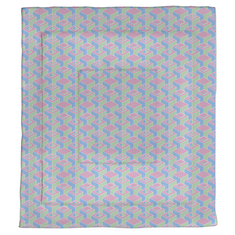 Édredon simple réversible en microfibre à motif de gratte-ciels à deux couleurs, Édredon très grand