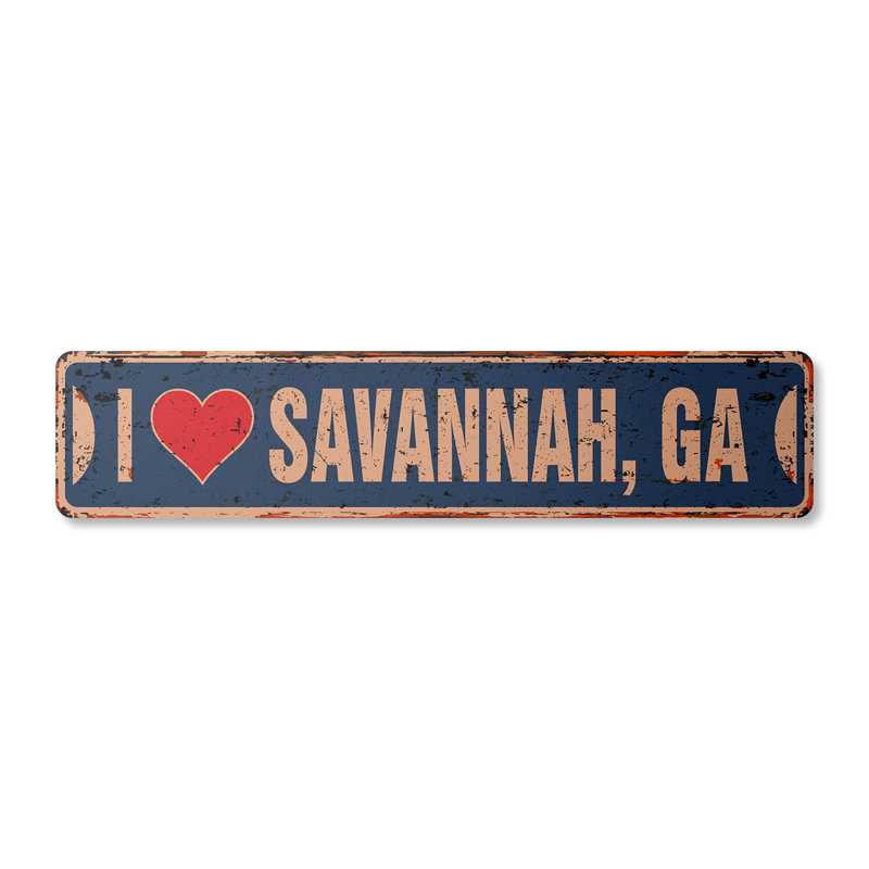 Plaque de rue en aluminium Savannah Ga 4 po x 18 po