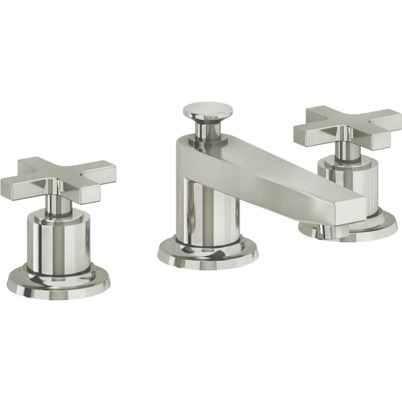 Rincon Bay 8" Widespread Lavatory Faucet with Completely Finished ZeroDrain-4502ZBF, Polished Nickel, Cross Handle