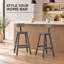 Ensemble de 2 tabourets de bar avec dossier, 74 cm (29 pouces), pour îlot de cuisine ou bar, aspect bois texturé gris, siège et repose-pieds incurvés, gain de place pour l'intérieur et l'extérieur.-1072220214