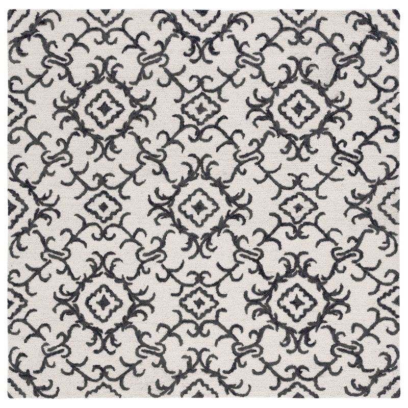 Abdallah Hand Tufted Wool Damask Rug, Square 6'