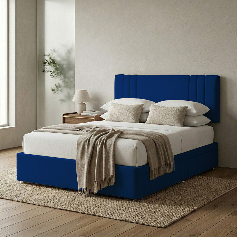 Upholstered Bed, 6ft Super King, Blue