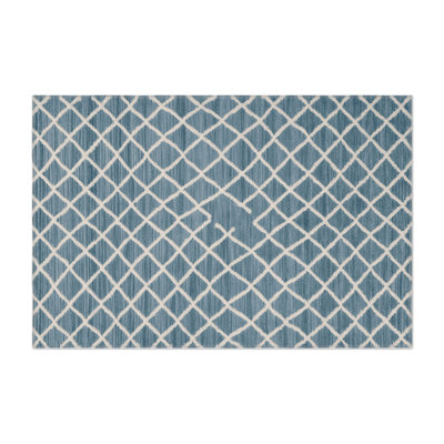 Trellis Blue Indoor and Outdoor Area Rug