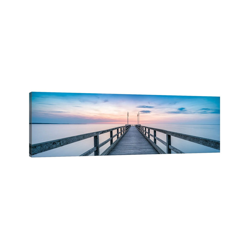 Wooden Pier Panorama At Sunset by Jan Becke - Wrapped Canvas Panoramic Gallery-Wrapped Canvas Giclée, Wrapped Canvas