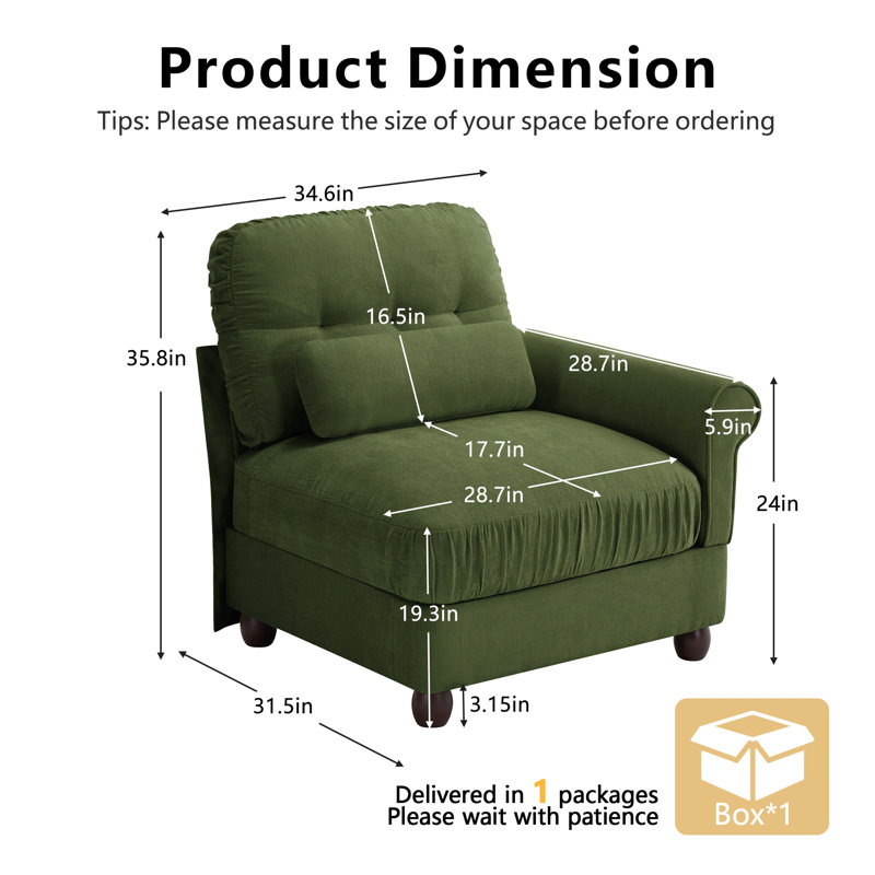 Canapé Melbourne en tissu chenille avec oreiller - vert