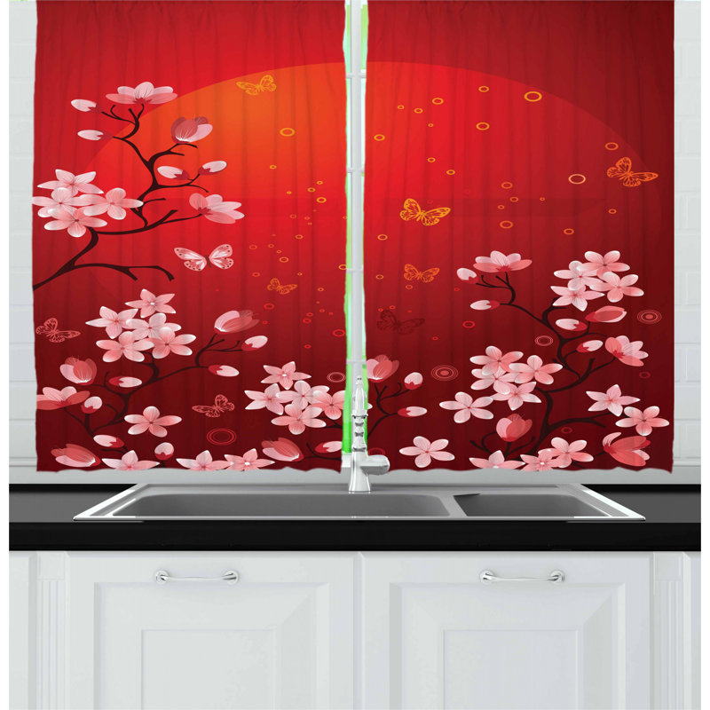 Floral Tailored Kitchen Curtain