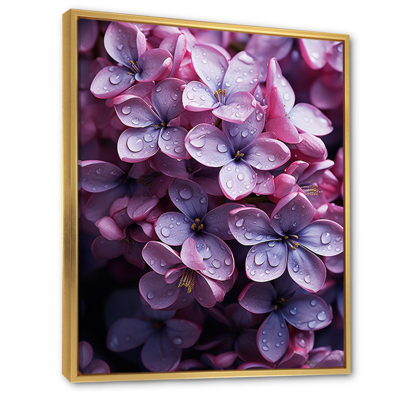 «Flowers Whispering Lilacs» sur impression sur toile, H 40 po x l 30 po x P 1,5 po, Cadre flottant doré