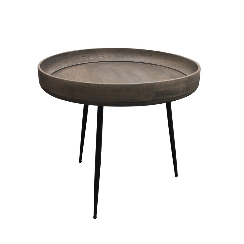 Dynamism Solid Wood Tray Top End Table, Gray