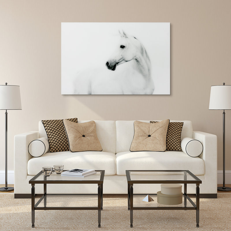 Cheval blanc, impression sur verre