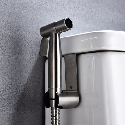 Handheld Bidet Toilet Spray - Hygienic Butt Disinfecting Quality Regulate Prompt Rust And Corrosion Feature Silver Metal For Toilet, Purifying Alter Force Quick Lamp